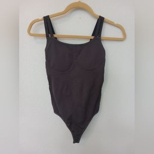 Body Shaper Smokey Gray Workout Thong Body Suit